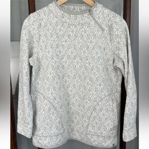 Talbots Fair Isle Mock Neck Pullover Sweatshirt Petite Medium PM Gray Pockets